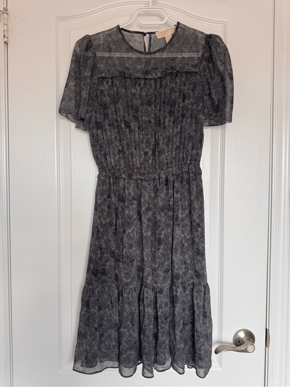 Michael Kors Black & Gray Printed Midi Dress